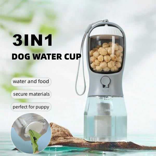 3-in-1 Portable Dog Water & Treat Bottle