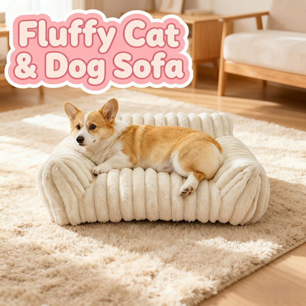 Soft Corduroy Cat Couch Bed with Washable Cover