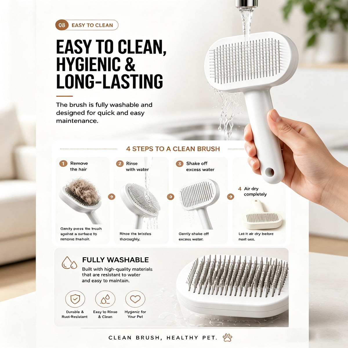 Self-Cleaning Slicker Brush for Dogs & Cats