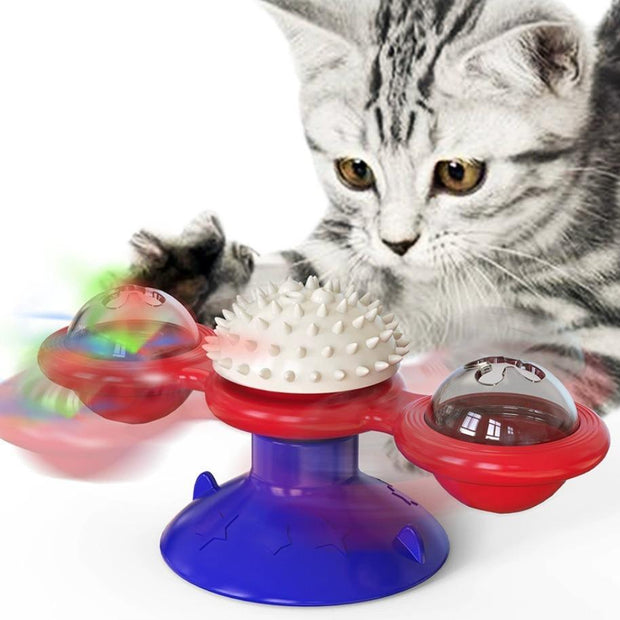 Interactive Windmill Cat Toy with LED Ball